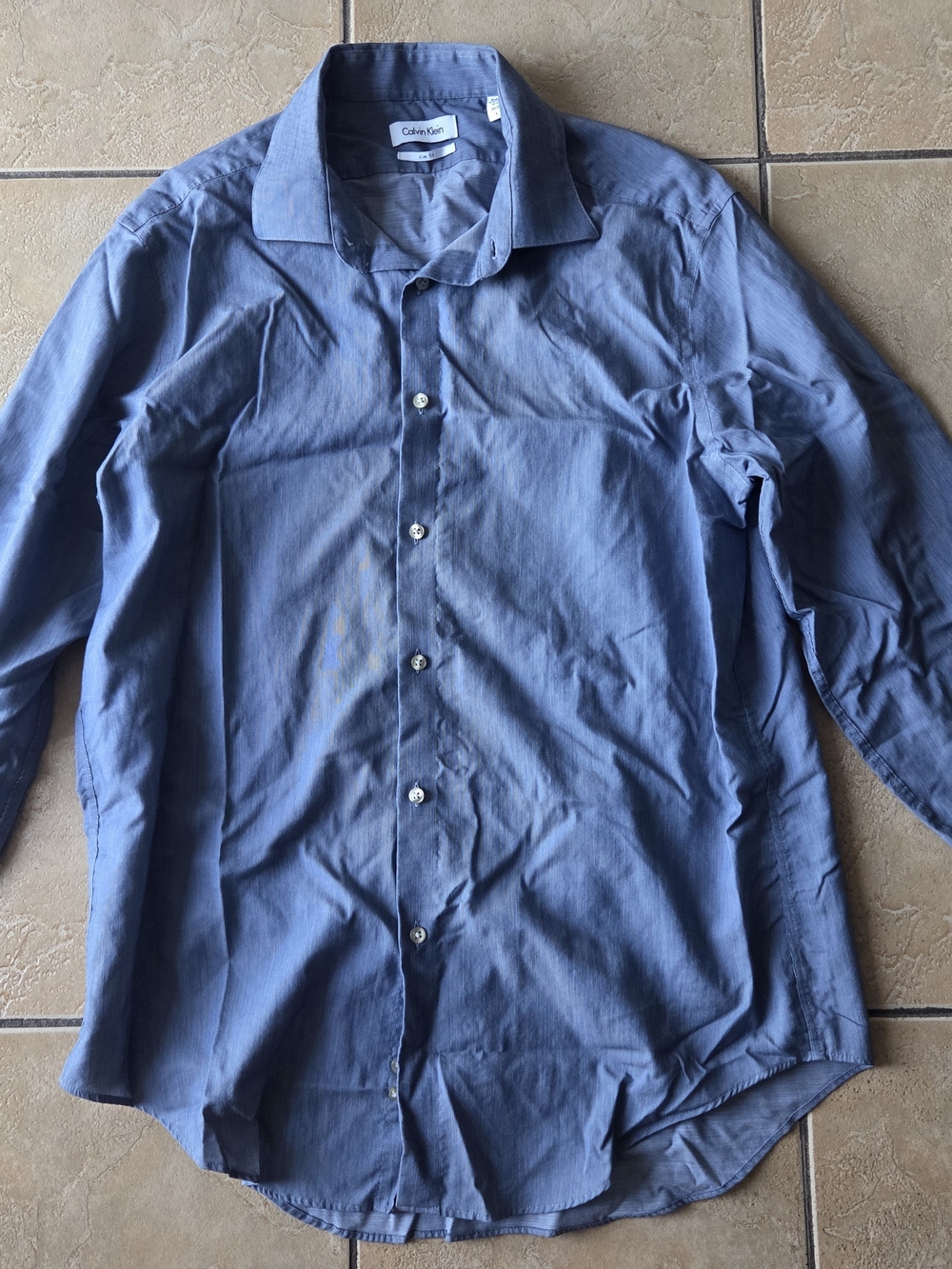 Calvin Klein Men’s Blue Button-Up Dress Shirt (Slim Fit)